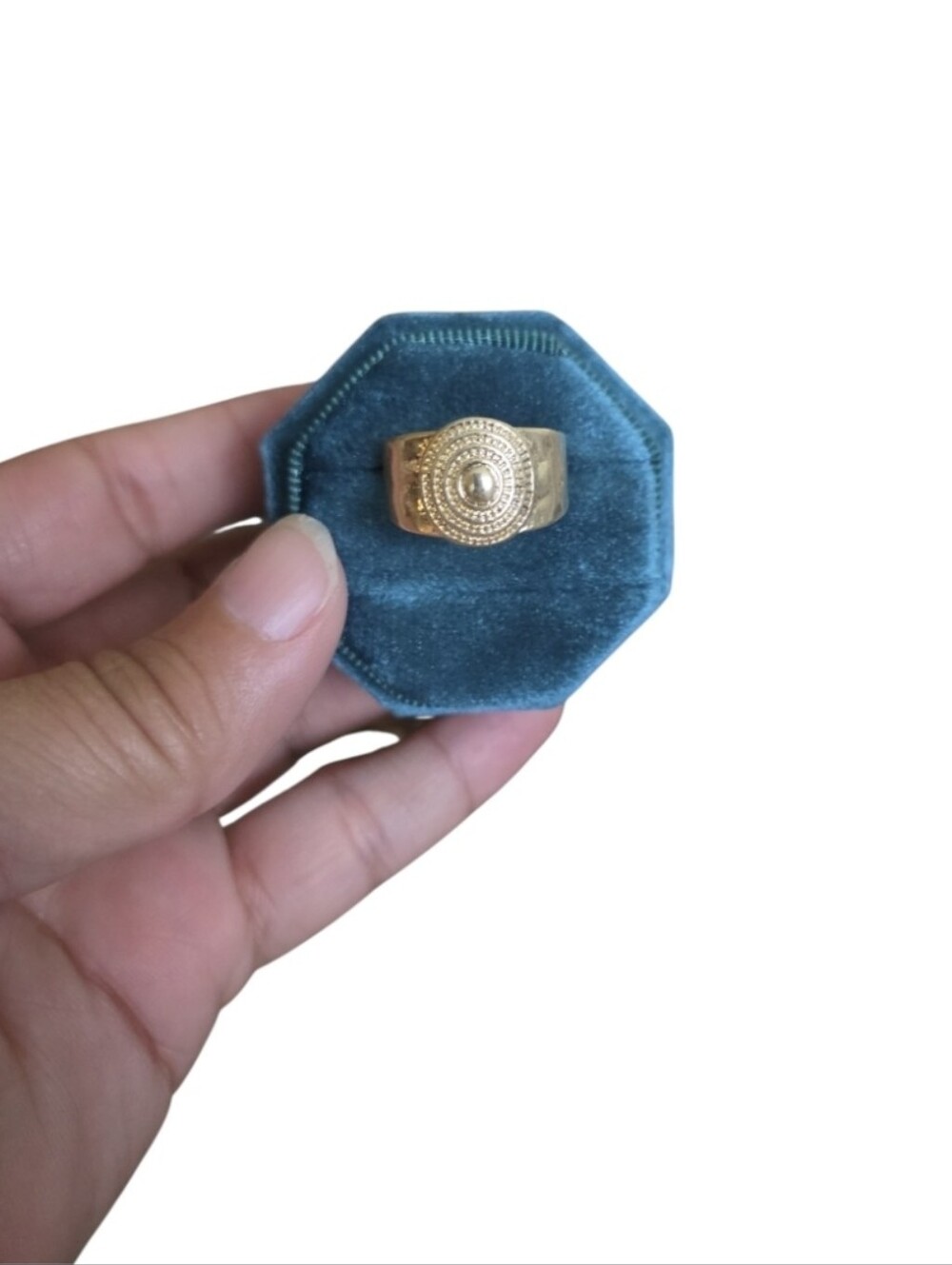 Vintage Size 8.5 Gold-Tone Textured Disc Ring